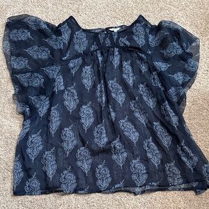 Sonoma Navy Floral Sheer Blouse